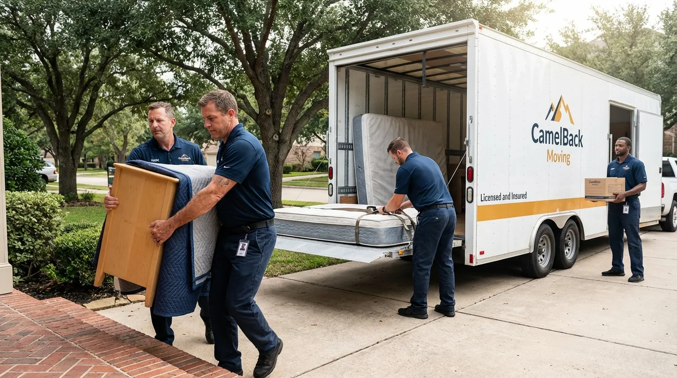 Crew loading residential truck for cross-state move from Pompton Lakes, NJ