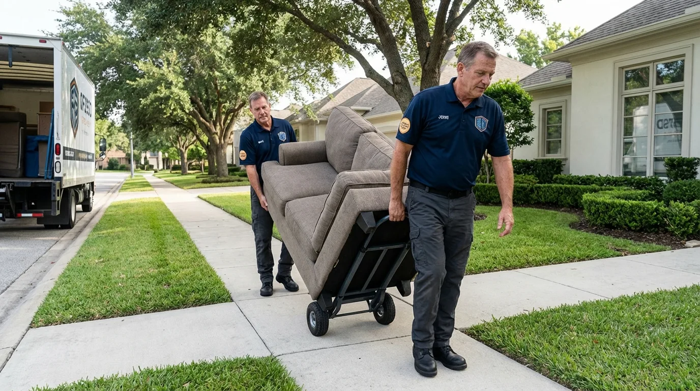 Local residential moving crew loading furniture in Pompton Lakes, NJ