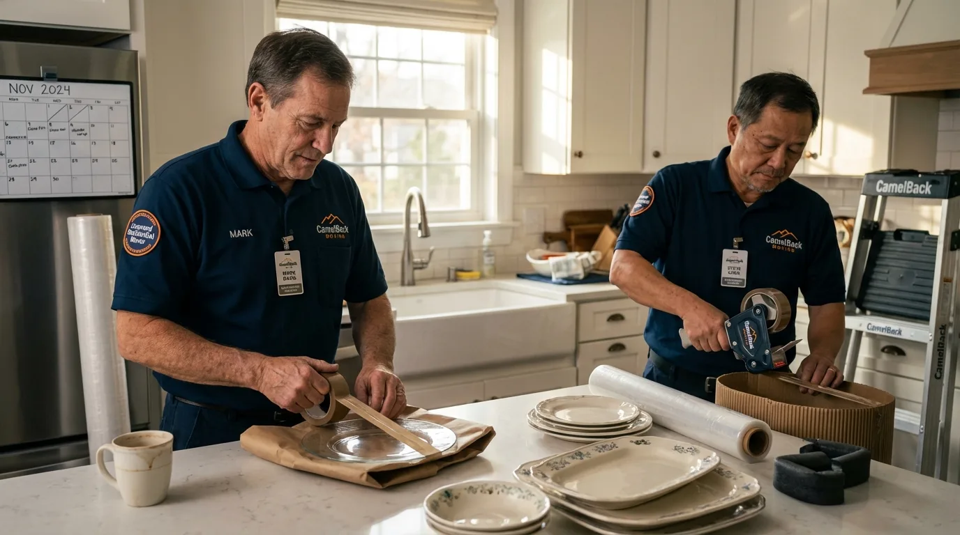 Professional crew packing kitchen dishware in Pompton Lakes, NJ